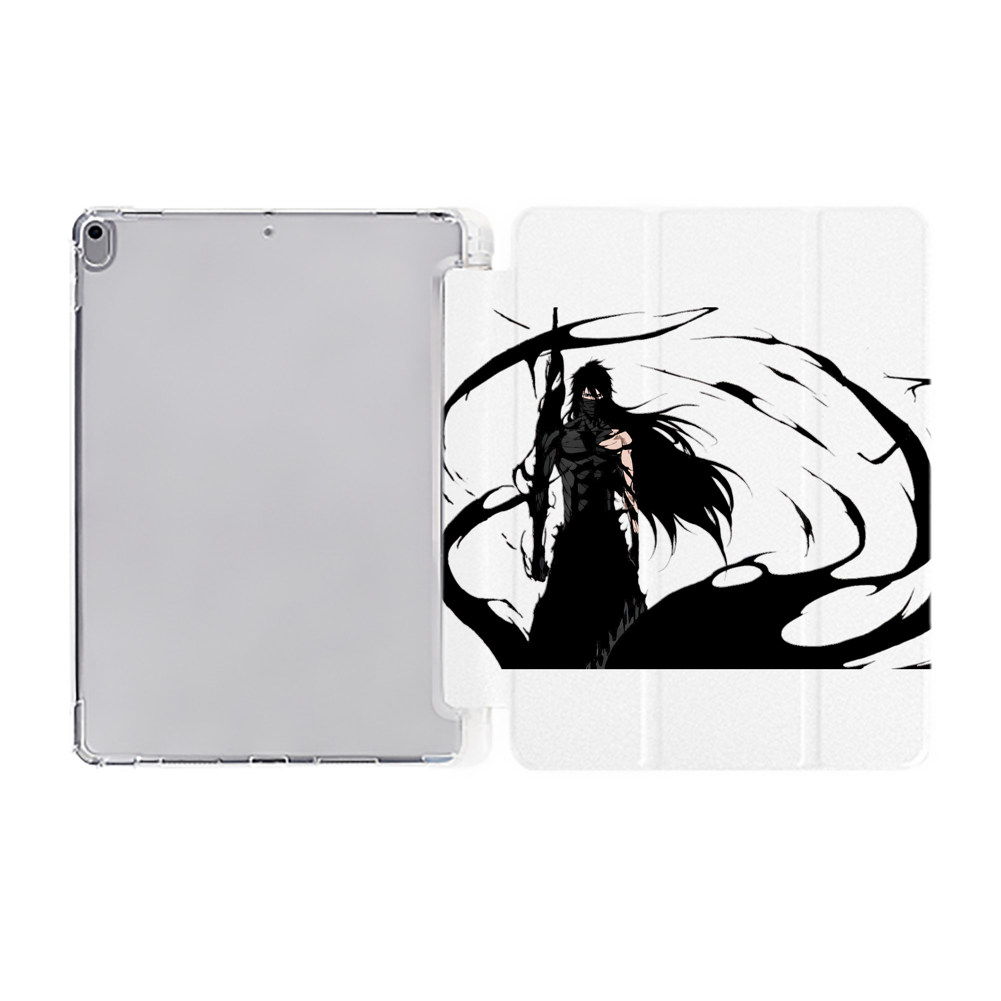 （画像用） ブリーチ 黒崎一護（くろさき いちご）BLEACH Kurosaki Ichigo IPad ケース ペン収納付き 三つ折りスタンド PUレザー×シリコン 対応機種9.5/10.5/10.9インチ